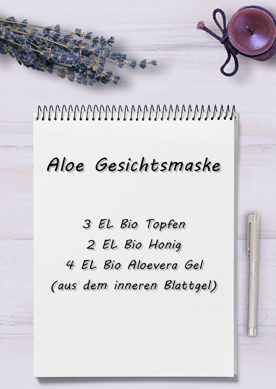 Zutaten für Aloe Gesichtsmaske, 3 EL Bio Topfen, 2 EL Bio Honig, 4 EL Bio Aloe Vera Gel