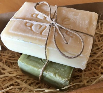 Aloe Vera soap on wood shavings