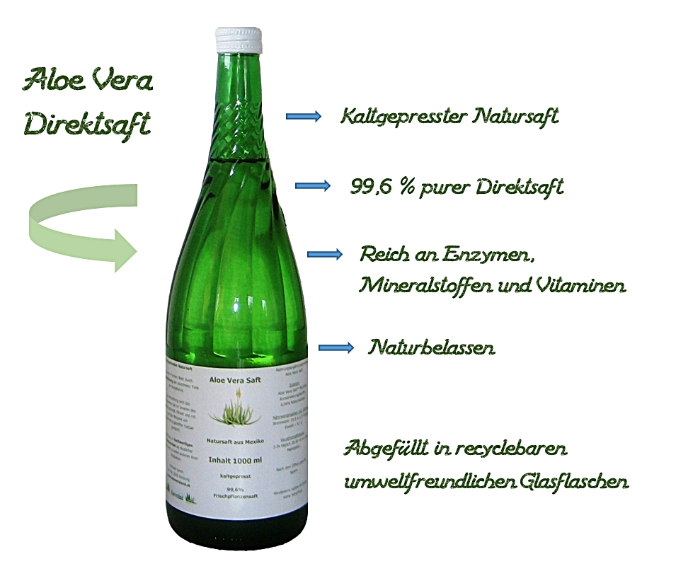 Bio Aloe Vera Saft natur (Direktsaft) - Beschreibung und Vorteile 