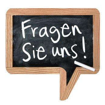 Bild mit der Aufschrift - Fragen Sie uns!